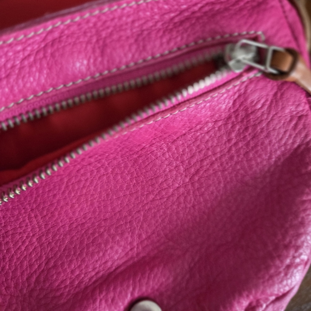 *Rare* Adorable Vintage Preppy Roots Pink/tan Leather Saddlebag - Picture 4 of 7